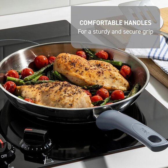 New Essentials Stainless Steel Fry Pan Set 2 Piece, 8" and 10.5", Oven Safe - Picture 4 of 7